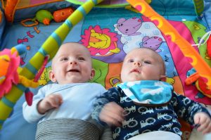 Infants in baby gym